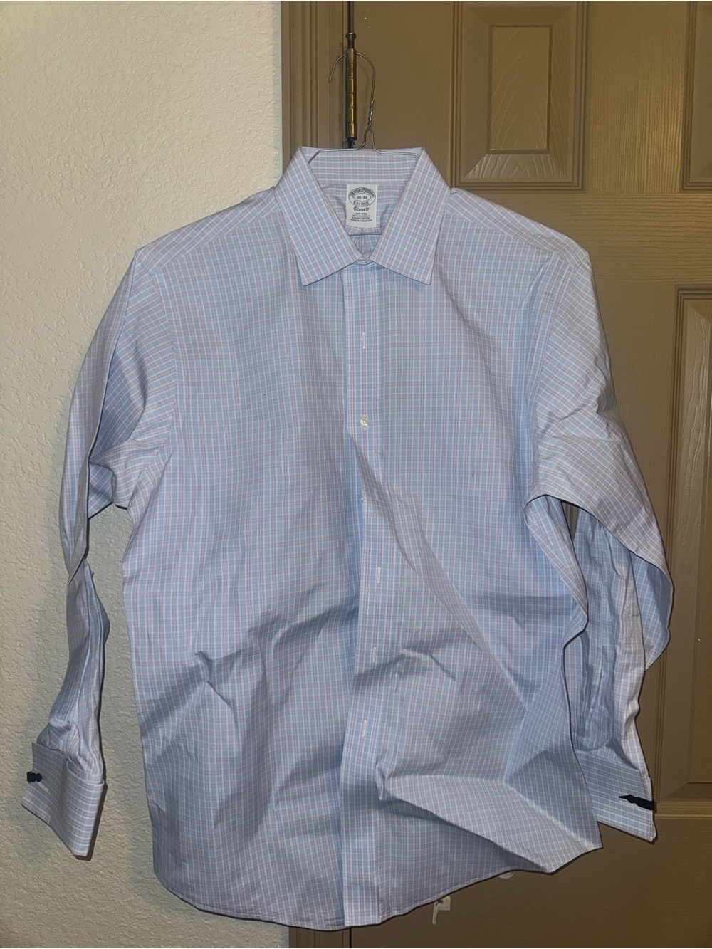 Brooks Brothers Light Blue and White Checked Dress Shirt